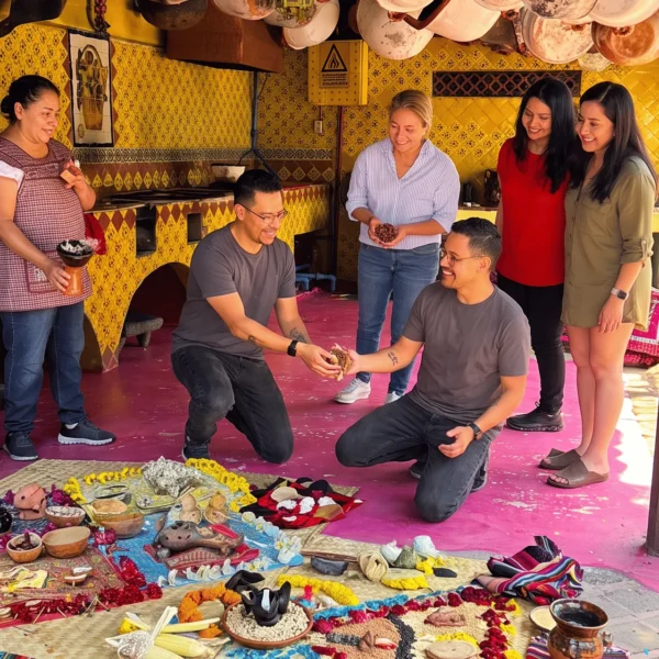 Copal cleansing ritual with traditional offerings during a Xochimilco cultural experience