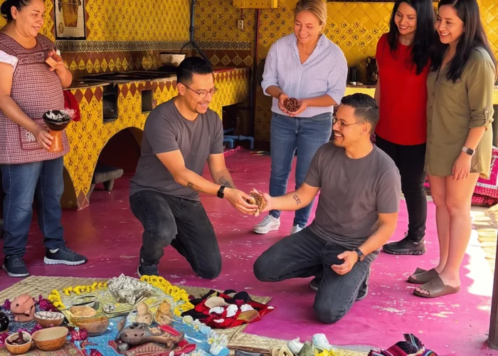 Copal cleansing ritual with traditional offerings during a Xochimilco cultural experience